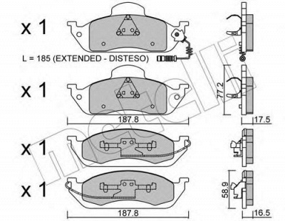 METELLI 2205690 -  Комплект тормозных колодок, дисковый тормоз