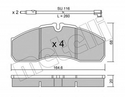 METELLI 2205783k -  Комплект тормозных колодок, дисковый тормоз