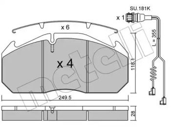 METELLI 2205864k -  Комплект тормозных колодок, дисковый тормоз