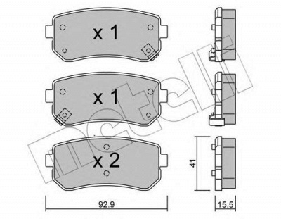 METELLI 2207250 -  Комплект тормозных колодок, дисковый тормоз