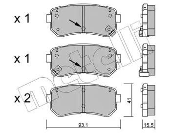 METELLI 2207251 -  Комплект тормозных колодок, дисковый тормоз