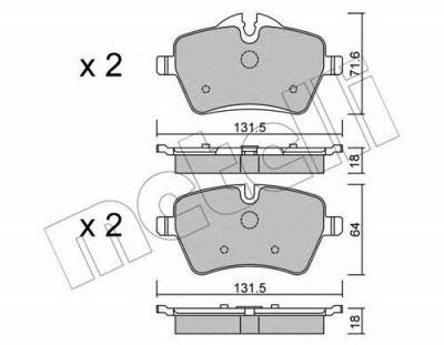 METELLI 2207680 -  Комплект тормозных колодок, дисковый тормоз