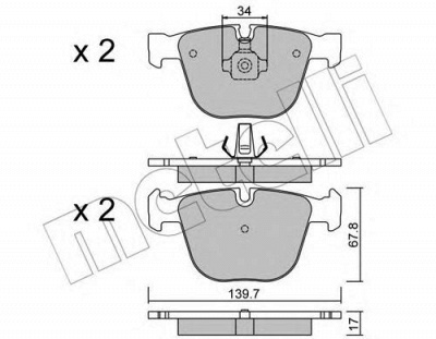 METELLI 2207730 -  Комплект тормозных колодок, дисковый тормоз