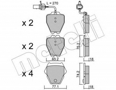 METELLI 2207741 -  Комплект тормозных колодок, дисковый тормоз