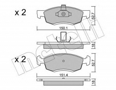 METELLI 2208020 -  Комплект тормозных колодок, дисковый тормоз