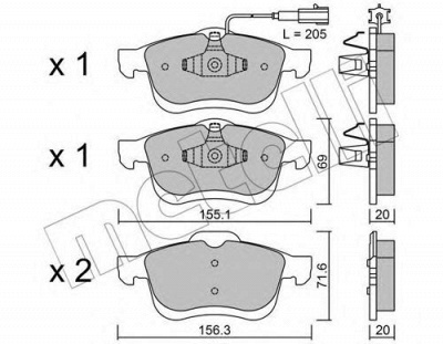 METELLI 2208240 -  Комплект тормозных колодок, дисковый тормоз