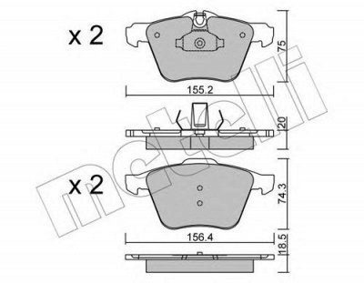 METELLI 2208350 -  Комплект тормозных колодок, дисковый тормоз