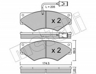 METELLI 2208490 -  Комплект тормозных колодок, дисковый тормоз