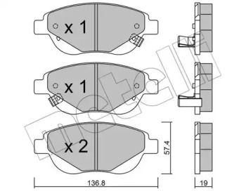 METELLI 2209481 -  Комплект тормозных колодок, дисковый тормоз