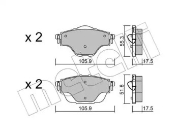 METELLI 2209880 -  Комплект тормозных колодок, дисковый тормоз