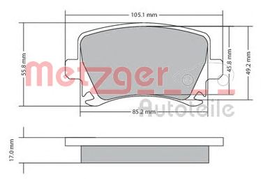 METZGER 1170005 -  Комплект тормозных колодок, дисковый тормоз