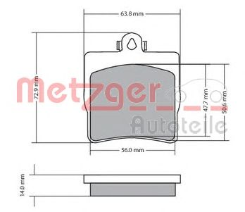 METZGER 1170016 -  Комплект тормозных колодок, дисковый тормоз