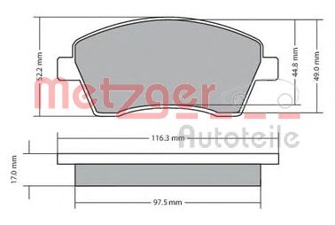 METZGER 1170029 -  Комплект тормозных колодок, дисковый тормоз