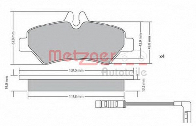 METZGER 1170037 -  Комплект тормозных колодок, дисковый тормоз