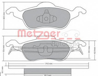 METZGER 1170038 -  Комплект тормозных колодок, дисковый тормоз