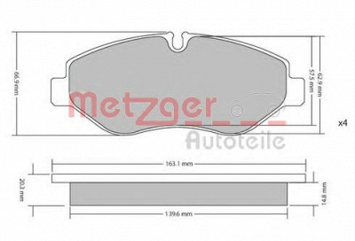 METZGER 1170040 -  Комплект тормозных колодок, дисковый тормоз