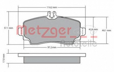 METZGER 1170041 -  Комплект тормозных колодок, дисковый тормоз