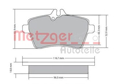METZGER 1170053 -  Комплект тормозных колодок, дисковый тормоз