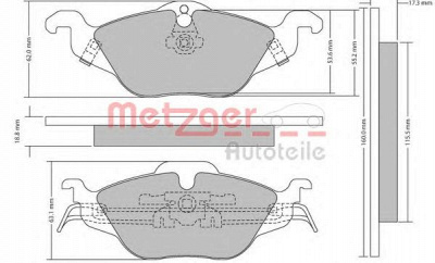 METZGER 1170063 -  Комплект тормозных колодок, дисковый тормоз