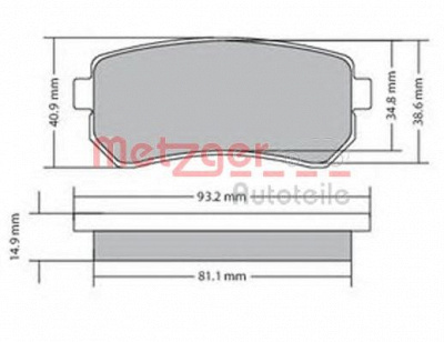 METZGER 1170070 -  Комплект тормозных колодок, дисковый тормоз