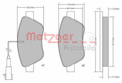 METZGER 1170102 -  Комплект тормозных колодок, дисковый тормоз
