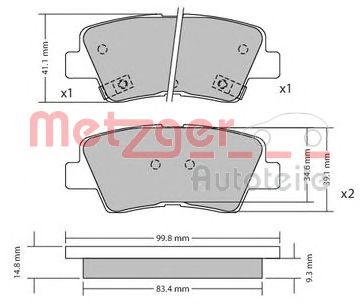 METZGER 1170134 -  Комплект тормозных колодок, дисковый тормоз