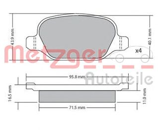 METZGER 1170141 -  Комплект тормозных колодок, дисковый тормоз