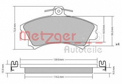 METZGER 1170143 -  Комплект тормозных колодок, дисковый тормоз
