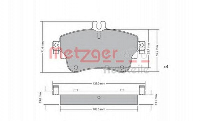 METZGER 1170149 -  Комплект тормозных колодок, дисковый тормоз
