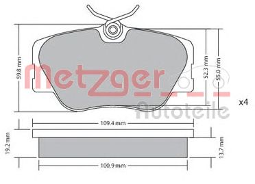 METZGER 1170151 -  Комплект тормозных колодок, дисковый тормоз