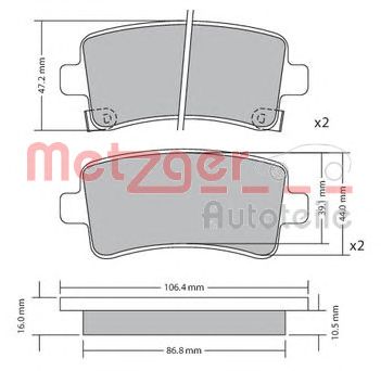 METZGER 1170152 -  Комплект тормозных колодок, дисковый тормоз