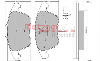 METZGER 1170156 -  Комплект тормозных колодок, дисковый тормоз
