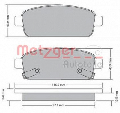 METZGER 1170164 -  Комплект тормозных колодок, дисковый тормоз