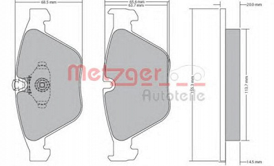 METZGER 1170168 -  Комплект тормозных колодок, дисковый тормоз