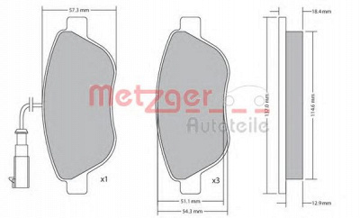 METZGER 1170185 -  Комплект тормозных колодок, дисковый тормоз