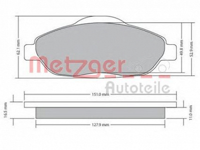 METZGER 1170194 -  Комплект тормозных колодок, дисковый тормоз