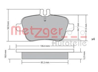 METZGER 1170204 -  Комплект тормозных колодок, дисковый тормоз