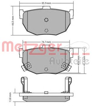 METZGER 1170212 -  Комплект тормозных колодок, дисковый тормоз