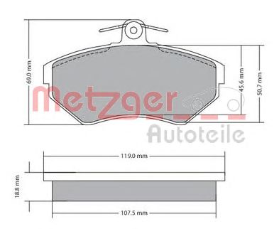 METZGER 1170214 -  Комплект тормозных колодок, дисковый тормоз