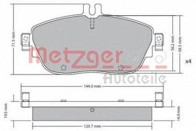 METZGER 1170215 -  Комплект тормозных колодок, дисковый тормоз