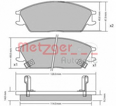 METZGER 1170224 -  Комплект тормозных колодок, дисковый тормоз