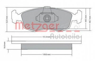 METZGER 1170249 -  Комплект тормозных колодок, дисковый тормоз