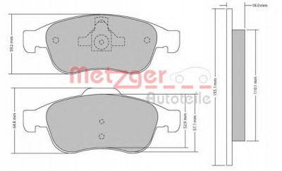 METZGER 1170265 -  Комплект тормозных колодок, дисковый тормоз