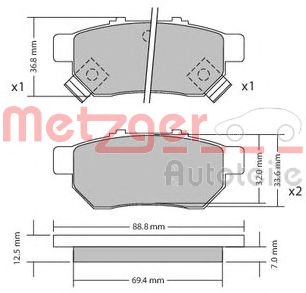 METZGER 1170272 -  Комплект тормозных колодок, дисковый тормоз