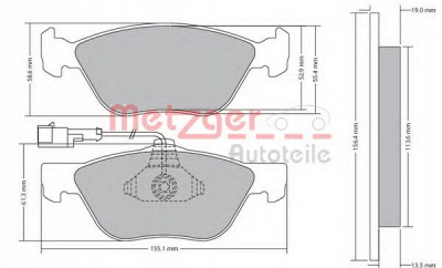 METZGER 1170285 -  Комплект тормозных колодок, дисковый тормоз