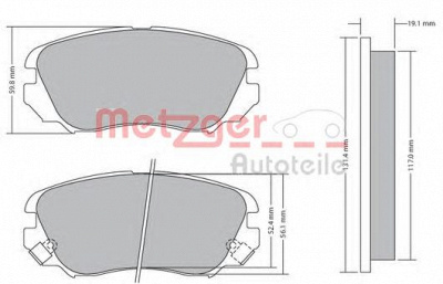 METZGER 1170291 -  Комплект тормозных колодок, дисковый тормоз