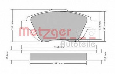 METZGER 1170326 -  Комплект тормозных колодок, дисковый тормоз
