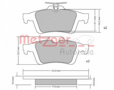 METZGER 1170343 -  Комплект тормозных колодок, дисковый тормоз