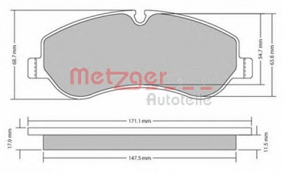 METZGER 1170349 -  Комплект тормозных колодок, дисковый тормоз