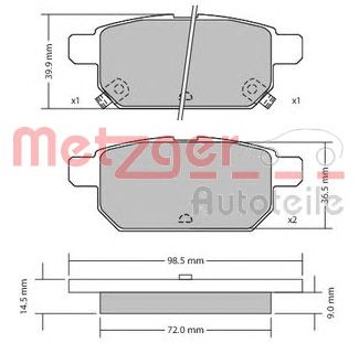 METZGER 1170360 -  Комплект тормозных колодок, дисковый тормоз